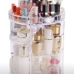 NEW! Makeup Organizer,360 Degree Rotating Adjustable Acrylic Cosmetic Storage Display Case with 6 Layers Large Capacity, Fits Creams, Makeup Brushes,