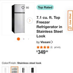 7.1 CU ft Vissiani Steel Refrigerator 