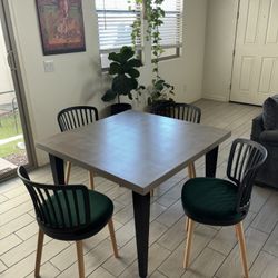 Modern Chairs and Solid wood table with corion top 