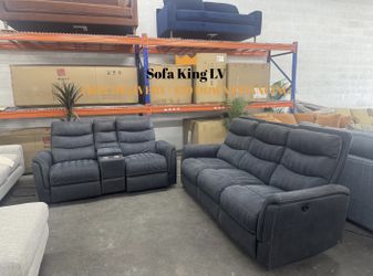 Free Delivery* Like New Dark Blue Sofa & Loveseat with Recliners!