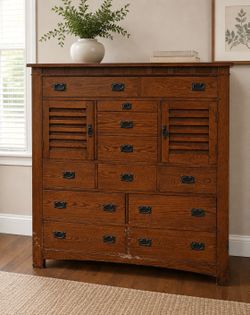 Large Wood Rustic Shutter Door Dresser / Dressing Chest