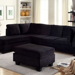 Brand New Black Sectional Sofa (Ottoman Sold Separately)