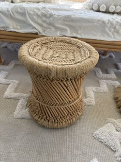vintage rattan stool