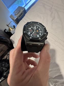 New Ralph Christian Watch Black Skeleton With Rubber Strap 