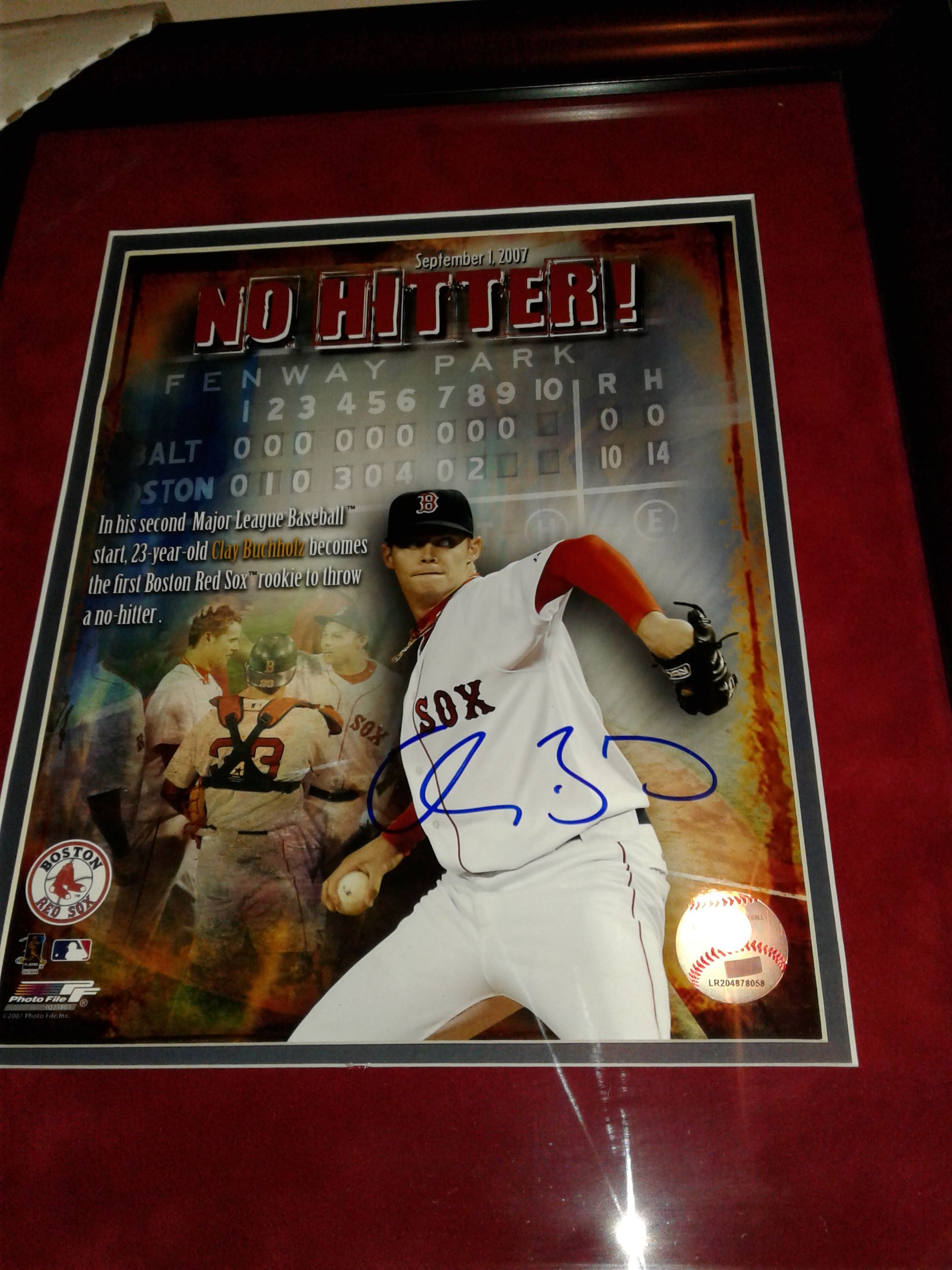 Red sox Clay Buchholz no hitter autogragh