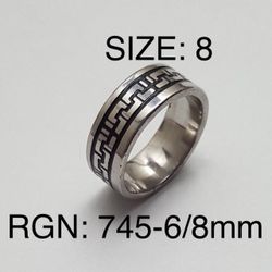 Stainless Steel Ring Band For Men & Women: Size-8/RGN-745-6