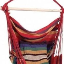 SueSport New Hanging Rope Chair - Swing Hanging Hammock Chair - Porch Swing Seat - with Two Cushions - Max.265 Lbs, Red