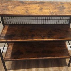 Farmhouse Entryway Table with Shelves, 37" x 34" x 14"Rustic Style Console Table, 3-Tier Narrow Sofa Table for Living Room, Entryway, Hallway, Black.
