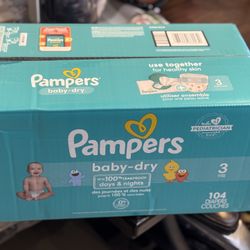 Pampers Diapers - Baby Dry - Size 3, 104 Count, Absorbent Disposable Infant Diaper (Packaging May Vary)