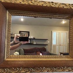 Beautiful Antique Mirror Carved Wood 