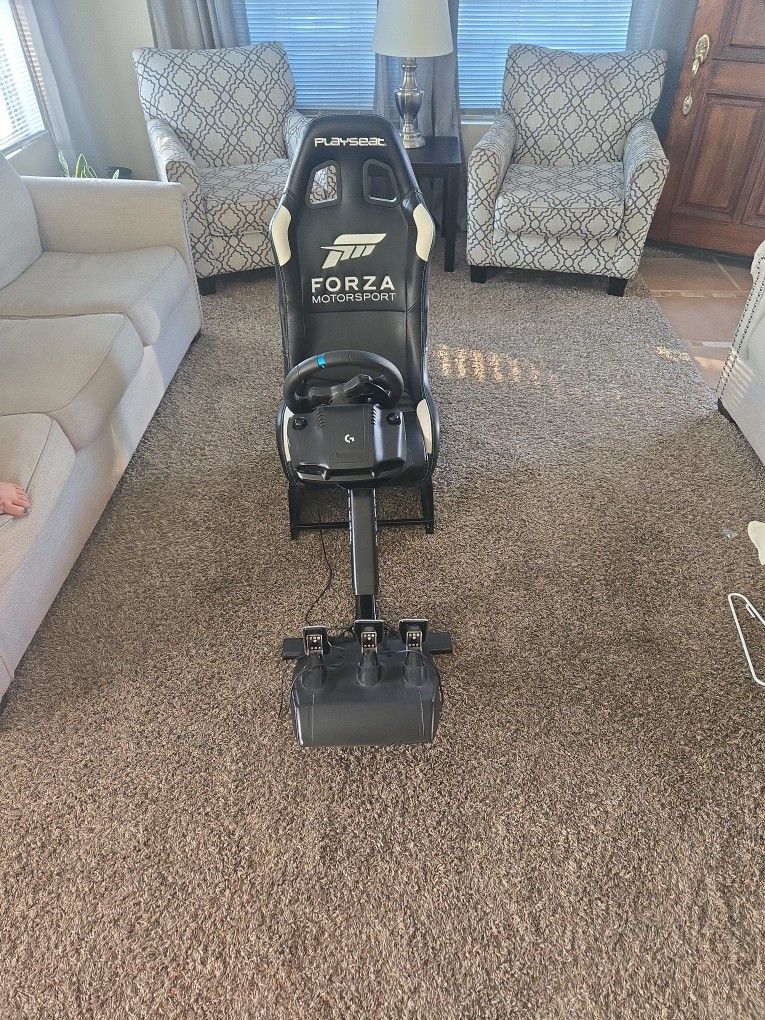 Gaming Steering Wheel & Pedal Chair Set