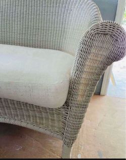 Sofa All Weather Resin - Wicker Outdoor Sofa With Cushions $220/ Wicker Chair With Cushions $ 120