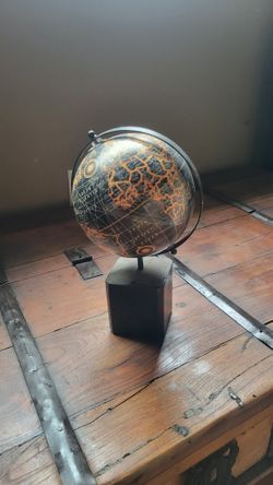 UG 5.5 Inch Black World Globe Mini Educational Earth Globe Wooden Base Map Atlas