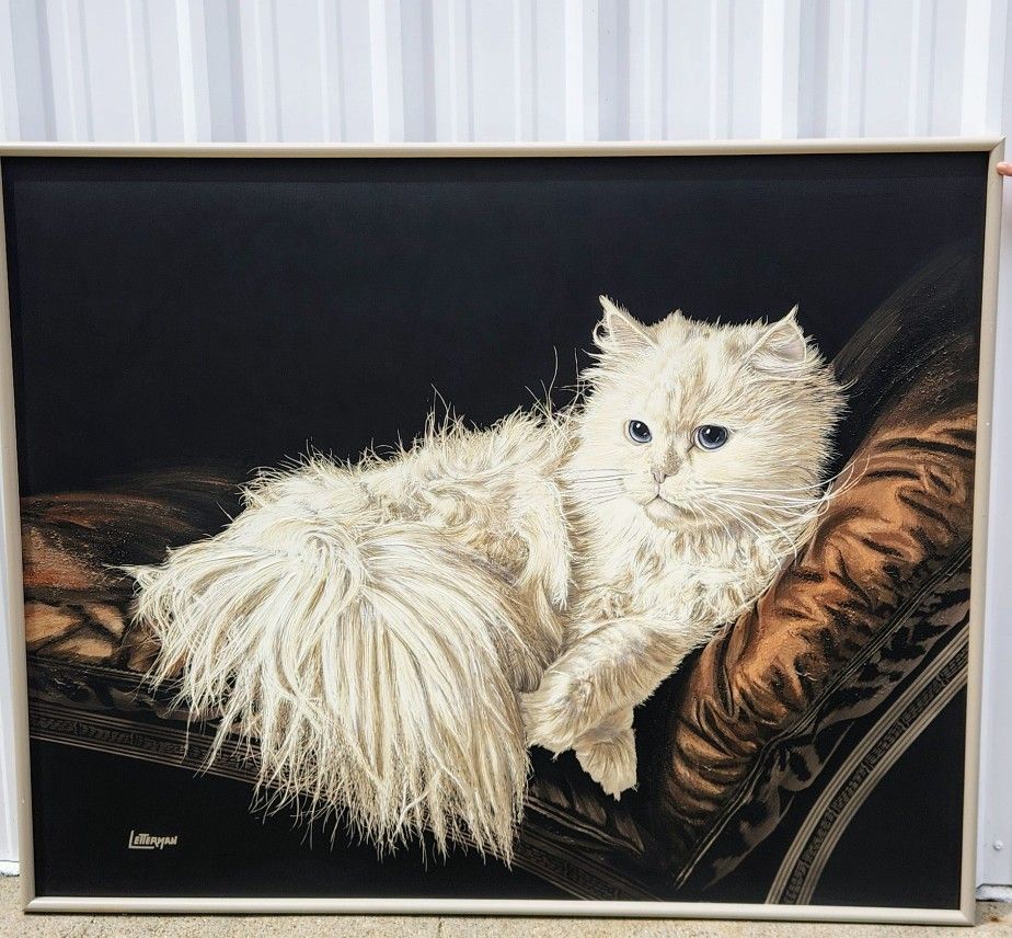 Cashmere The Resting Cat Painting By Antoinette Letterman 61 X 49 In Excellent Condition