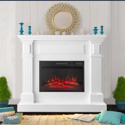 43 Inch Electric Fireplace with Mantel, Tall Fire Place Heater Freestanding