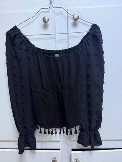 New Black crop puffy sleeve