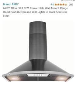 AKDY 30 in. Wall Mount Range Hood Black Stainless Steel