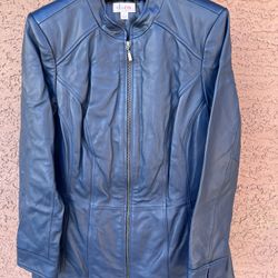New Blue Lamb Leather Jacket Size L