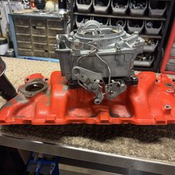 1955 Chevy Intake With Air Cleaner And Carb