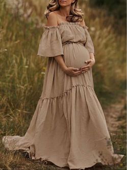 Brown maternity dress