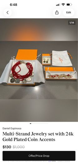 Multi-Strand Jewelry set with 24k Gold Plated Coin Accents