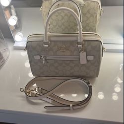 Coach F83607 Rowan Satchel Signature Coated Canvas Handbag