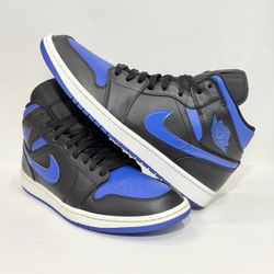 Air Jordan 1 Mid "Black Hyper Royal"  554724-068 Men’s Size 11 “Left heel drag”