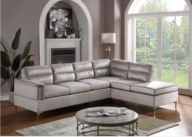 Vogue Silver Velvet Sectional ( sectional couch sofa loveseat options
