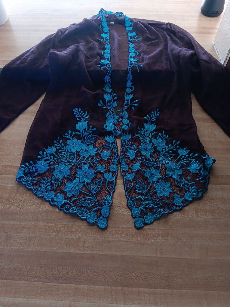 2 Woman's Shalls Hand Embroidery