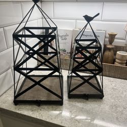 Set Of Metal And Wood Candle Holders $25