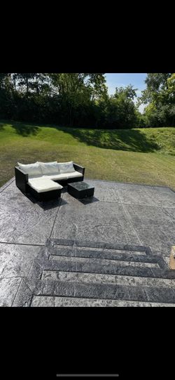 3 Piece Patio Sofa & 2 Adirondack Chairs with Ottoman