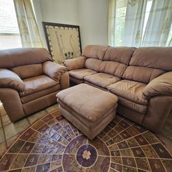 Microfiber Leather Couch Set + Ottoman