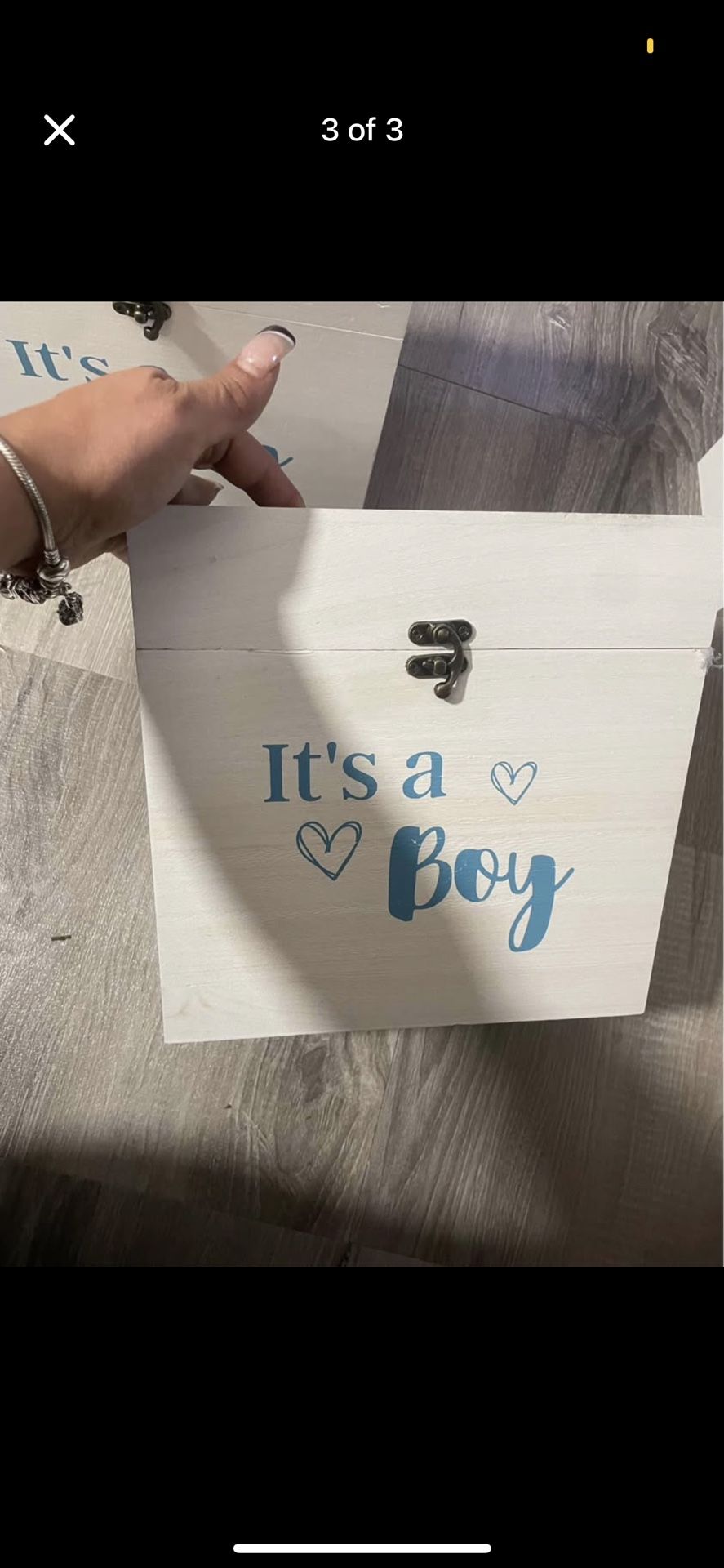 It`s a Boy Blue Baby Shower Wooden Box postcard