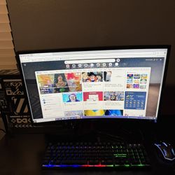 HP RGB Gaming Desktop Computer And Monitor Setup