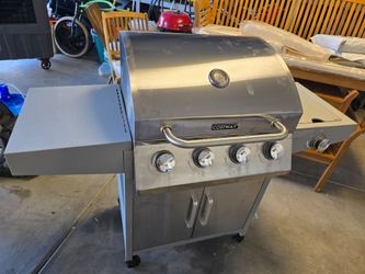 5-Burner Silver Propane Gas Grill with Side Burner, Thermometer and Prep Table has shipping damage