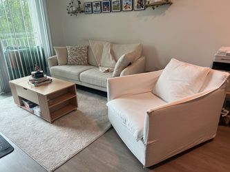 White Fabric Oversized Accent Chair