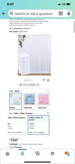 10 50ft X 10ft White Backdrop Curtains For Parties
