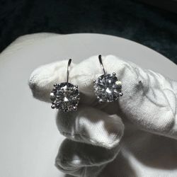 Moissanite & Diamond 14K White Gold Earrings 