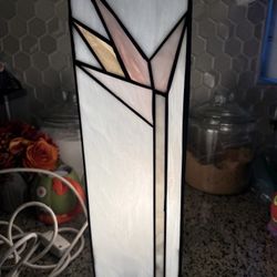 STAINED GLASS PILLAR TABLE LAMP PILLAR STAINED GLASS LAMP *READ ALL*