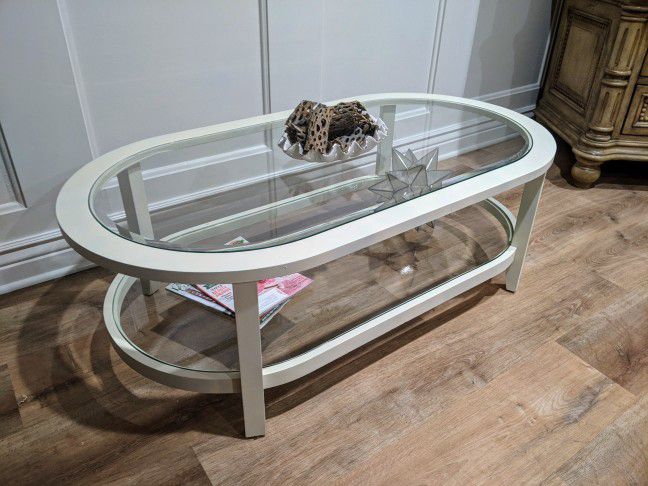 Two-tiered Oval Glass Coffee Table~ Center Table