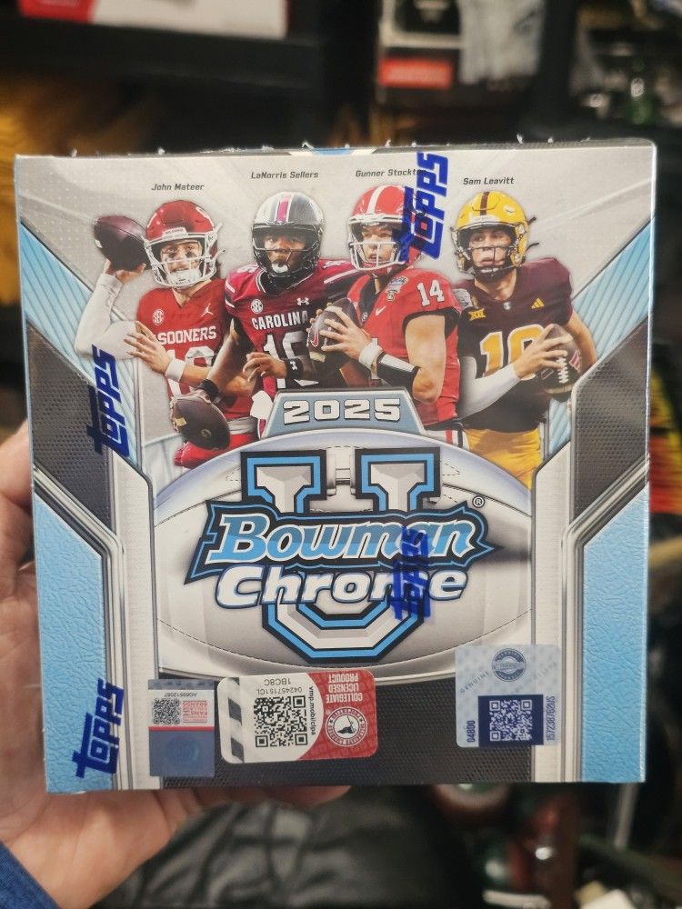 2025 Bowman Chrome University Football Factory Sealed MEGA Box ~ 6 Packs
