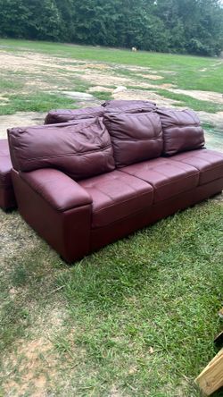 Red leather sectional couch