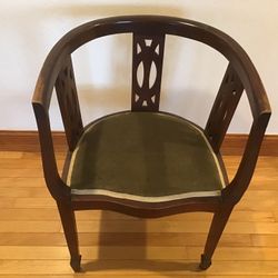 Edwardian Tub Mahogany Chair Circa 1910’s 21w 30h 17d + 17w At Seat With Sade Feet