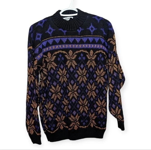 Vintage Rose Sparkle Black Gold Indigo Purple Snowflake Floral Sma