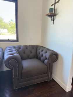 Brown leather arm chair