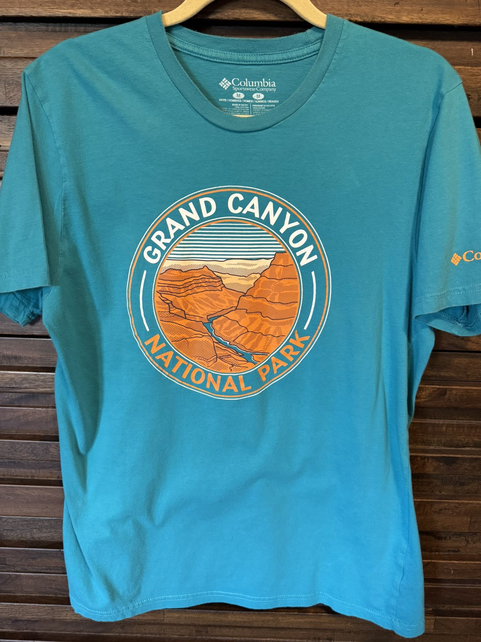 COLUMBIA Sportswear Grand Canyon National Park T Shirt Mens MED Teal Blue EUC