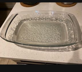 Princess House FANTASIA Glass Floral Lasagna Baking Dish