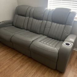 Gray Power Recliner Sofa