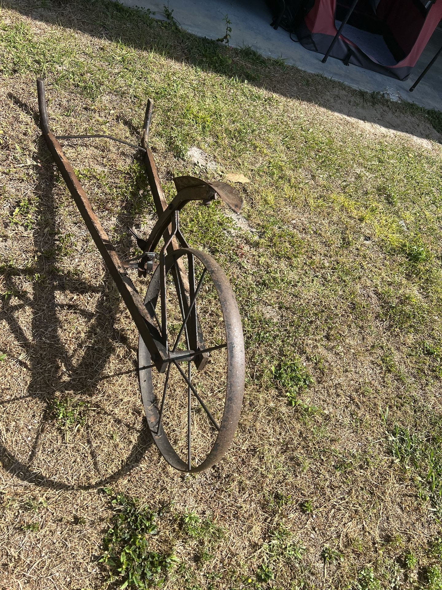 Vintage Plow Antique Steel Wheeled Garden Push