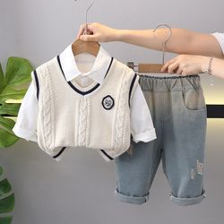 Kids 3-Piece Sweater Vest Outfit Set